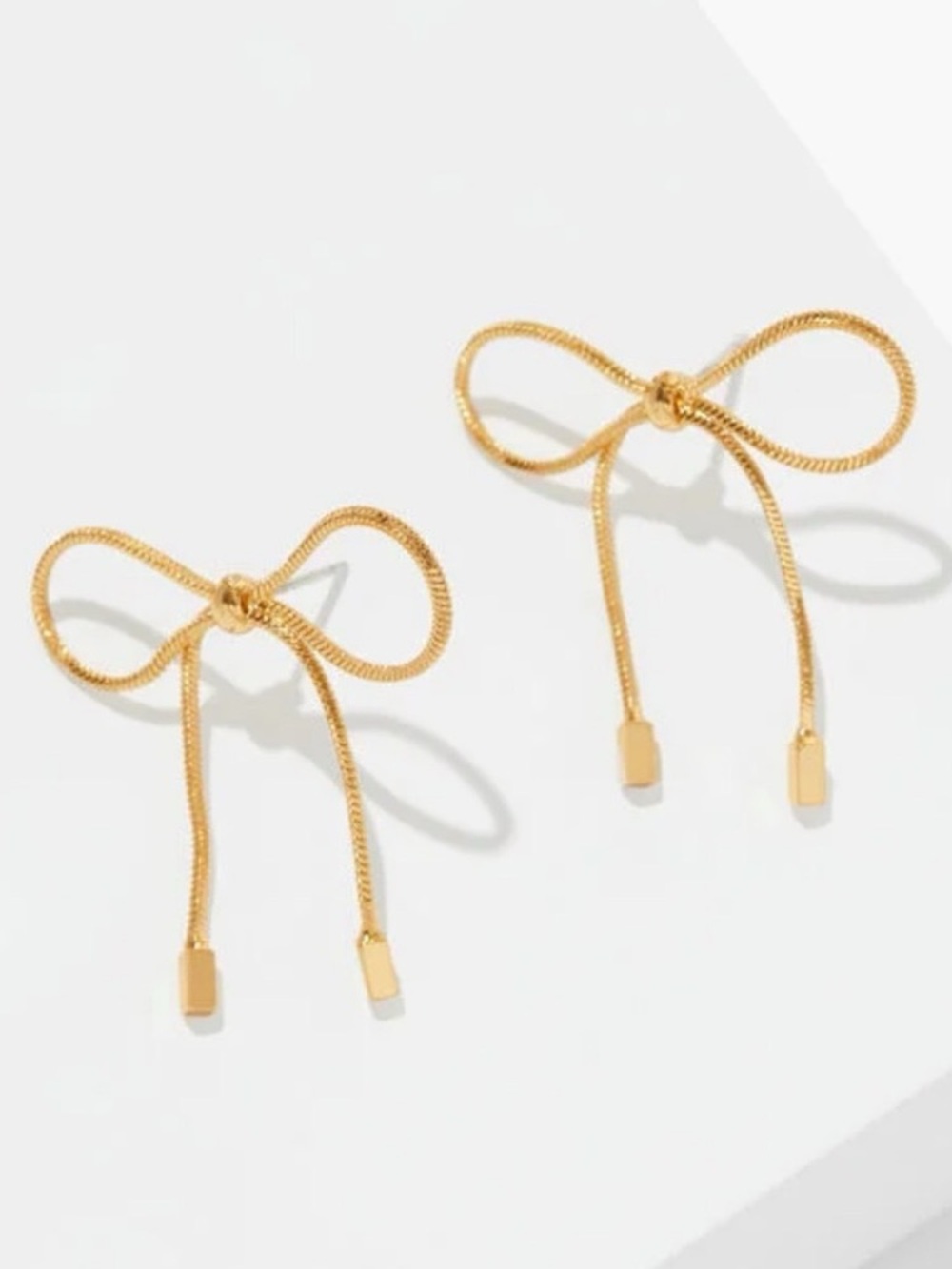 Talbots Gold Ribbon Bow Stud Earrings NWT